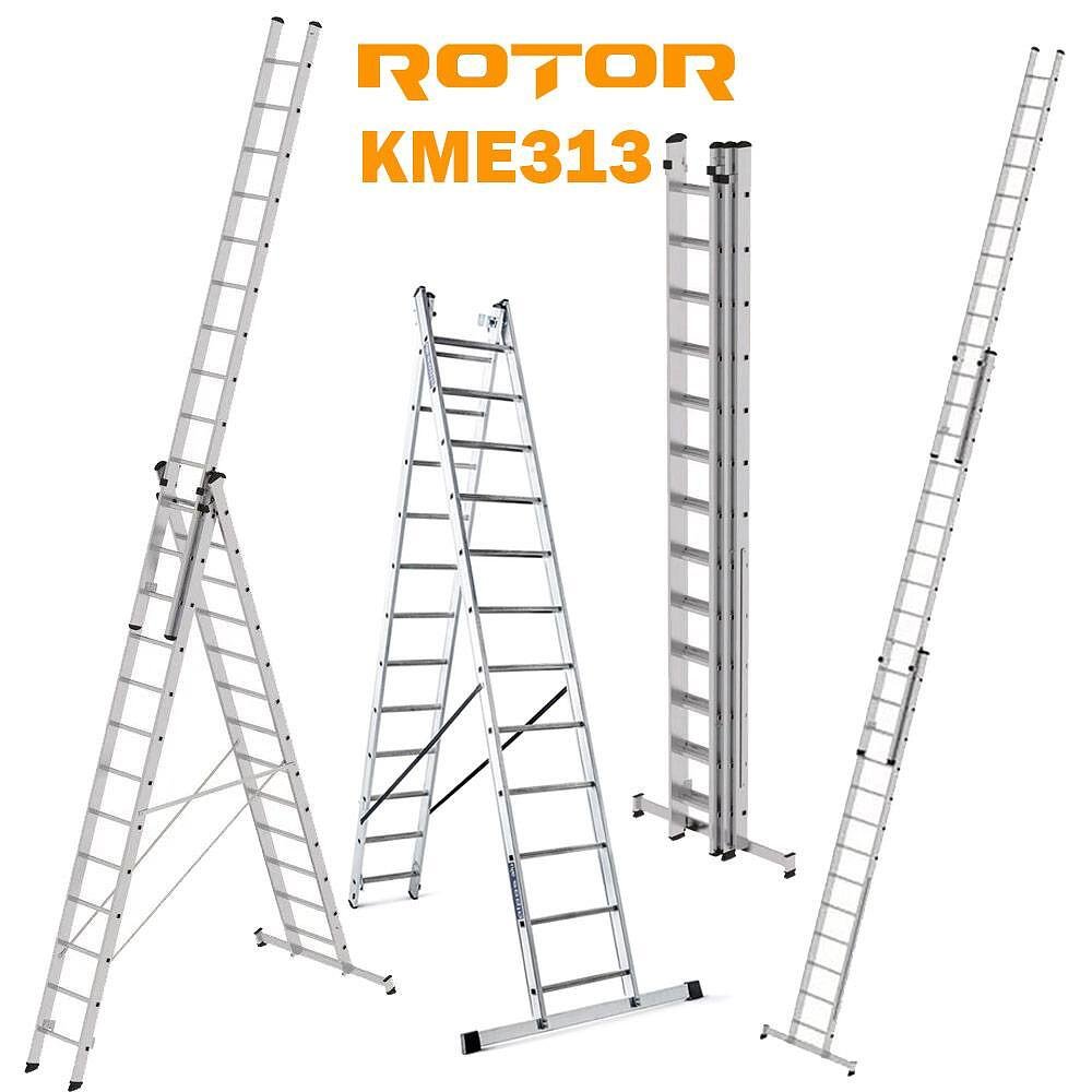 Алуминиева Стълба, 3x13 стъпала, ROTOR KME313