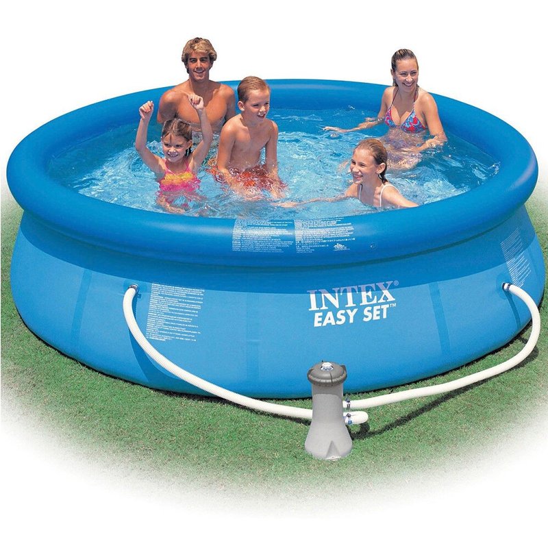 Басейн с надуваем ринг, 396x84см, INTEX 28142 Easy Set, с филтърна помпа